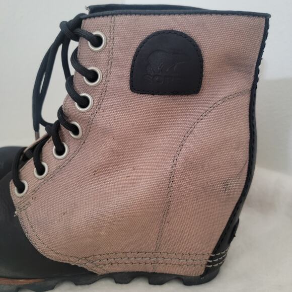 Sorel PDX Wedge Ankle Boots Women Size 10 Shoes Waterproof Lace Black Tan - Picture 13 of 16